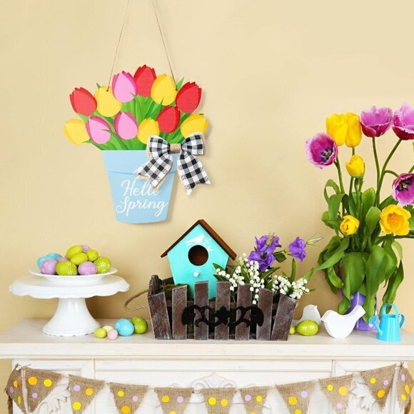 COPY - Spring Easter Tulip Flower Wooden Hanging Welcome Door Sign - Picture 5 of 7